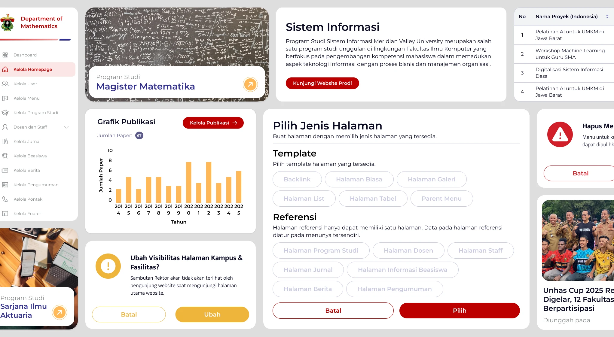 Department of Mathematics visual tokens and design elements